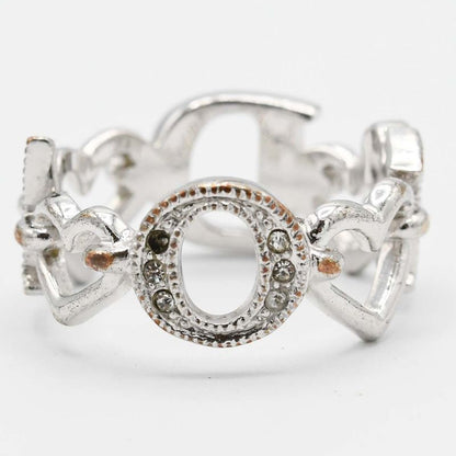 Christian DIOR Ring Rhinestone Heart Approx 13.5 Silver Color Accessories