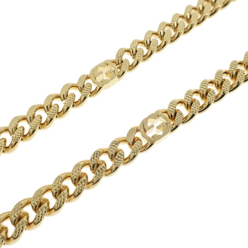 Gucci Adidas Collaboration Necklace Trefoil Golmette Chain Gold Black