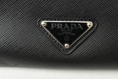 Prada Clutch Bag Travel Pouch Men's Prada Saffiano Patch Patchwork Black Azzurro