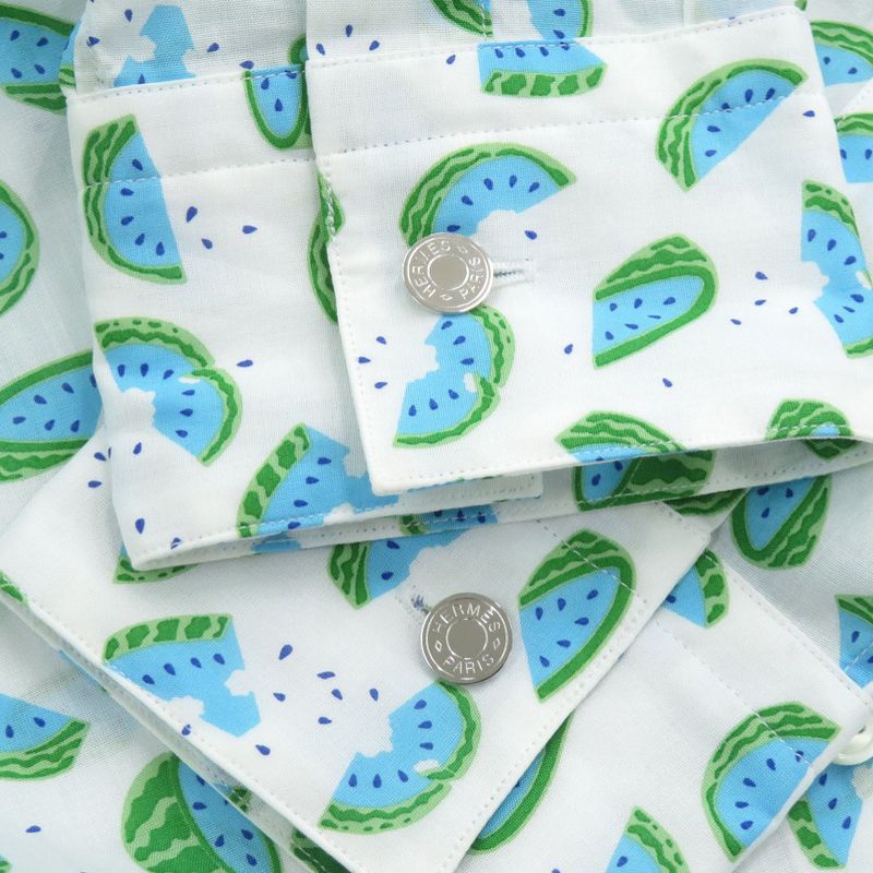 Hermes Watermelon Pattern Size 37 Cotton Multicolor Long Sleeve Shirt 1672