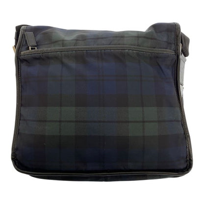 Prada Tessuto Triangle Logo Plate Checked Green Blue Black Silver Hardware