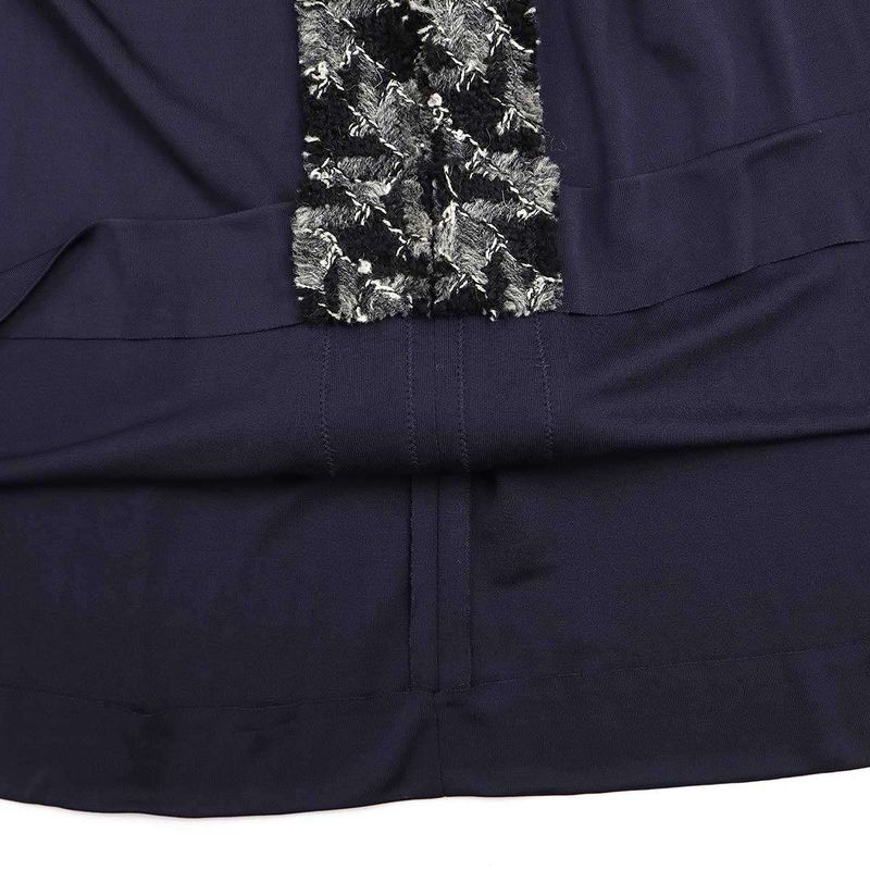 Chanel Tweed Combination Rayon Skirt P54588v41169 Navy 44