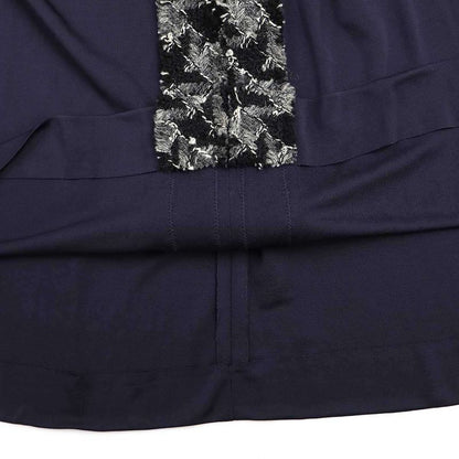 Chanel Tweed Combination Rayon Skirt P54588v41169 Navy 44