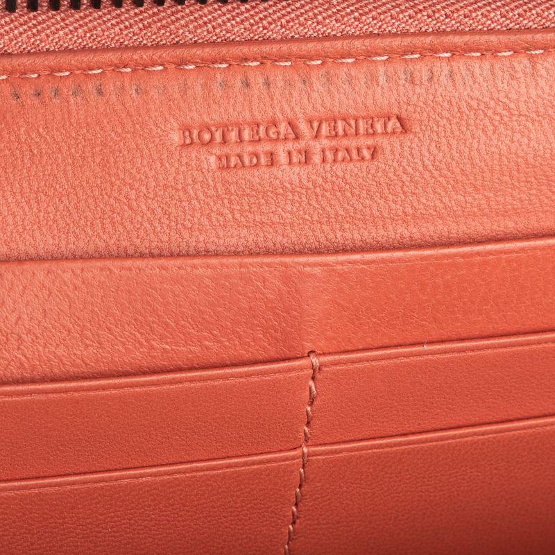 Bottega Veneta Intrecciato Zip Around Wallet Orange Intrecciatoleather A