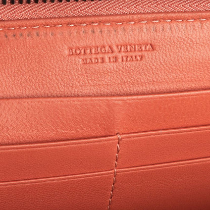 Bottega Veneta Intrecciato Zip Around Wallet Orange Intrecciatoleather A