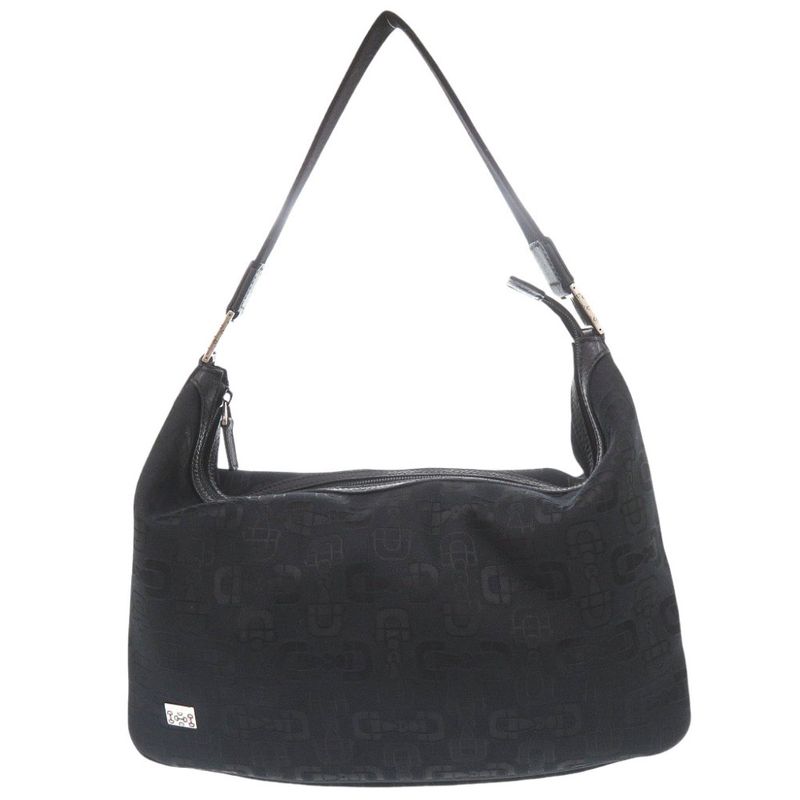 Gucci Horsebit Pattern 211523 Canvas Black Shoulder Bag Black 1563 Gucci