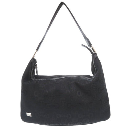 Gucci Horsebit Pattern 211523 Canvas Black Shoulder Bag Black 1563 Gucci