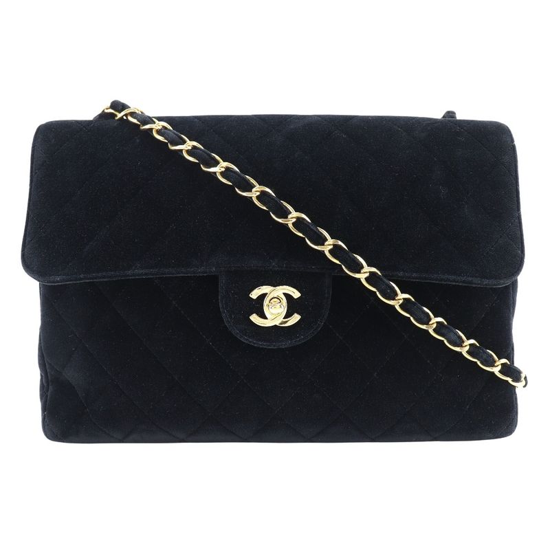 Chanel Chain Shoulder Matelasse 30 Velour Black Shoulder Bag