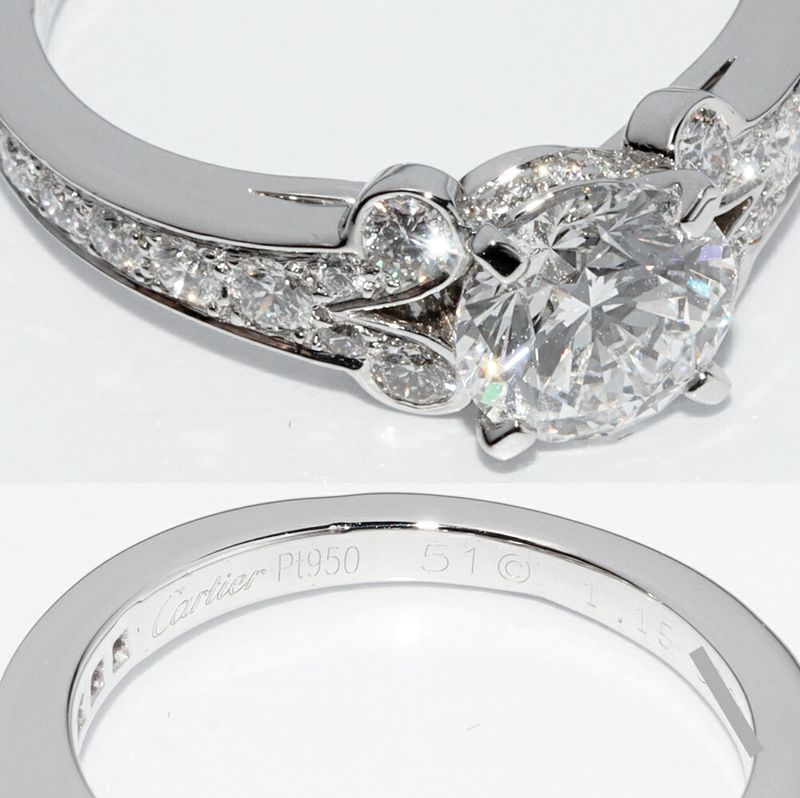 Cartier Ring Pt950 Diamond 115ct (e-vs1-verygood-none) Pavé Diamond Ballerina