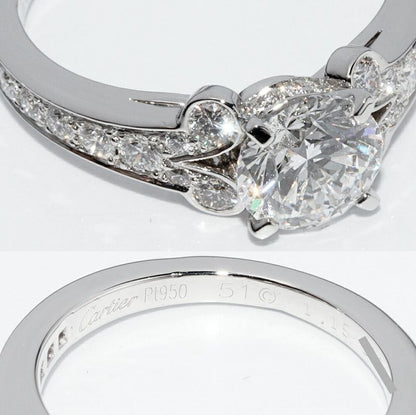 Cartier Ring Pt950 Diamond 115ct (e-vs1-verygood-none) Pavé Diamond Ballerina
