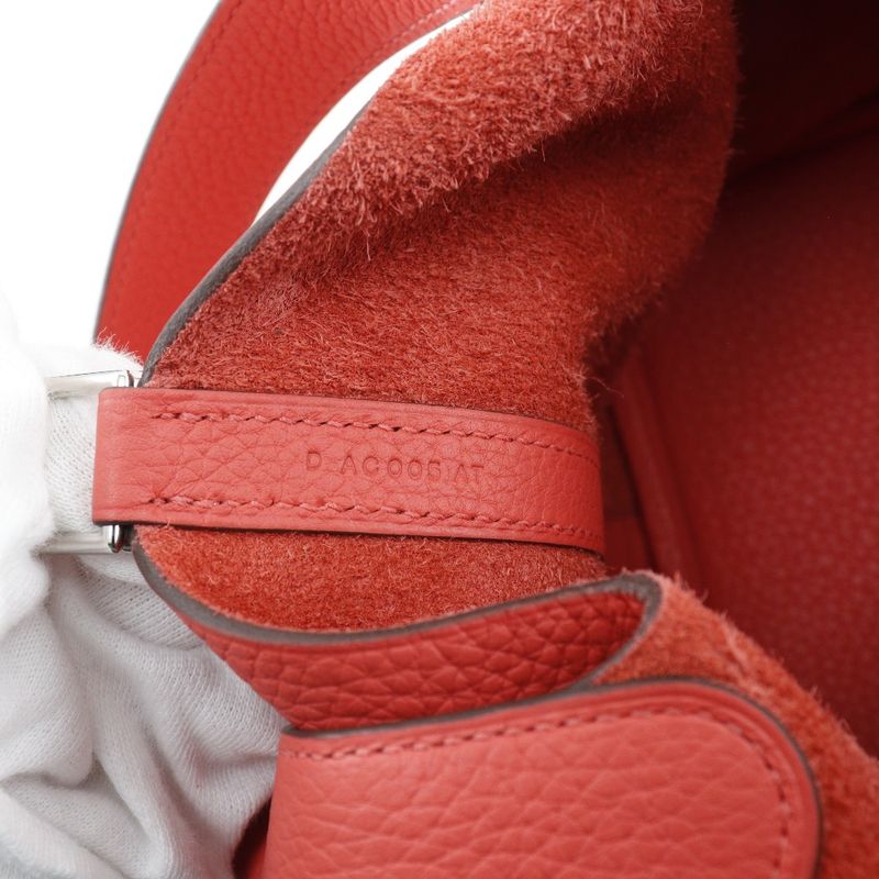 Hermes Picotin Lock 22mm (0.87in) Taurillon Clemence Red D Ladies Handbag