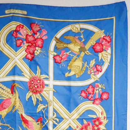 Hermes Carre 90 Caraibes Silk Blue Women's Scarf