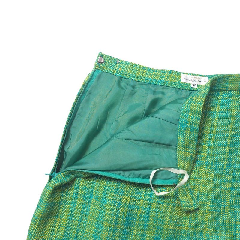 Balenciaga Vintage Skirt Setup Size 40 Jacquard Collarless Jacket Tight Skirt