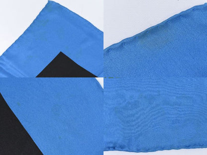 Authentic Chanel Bag Motif Scarf Shawl Bandana Silk Blue Black Multicolor