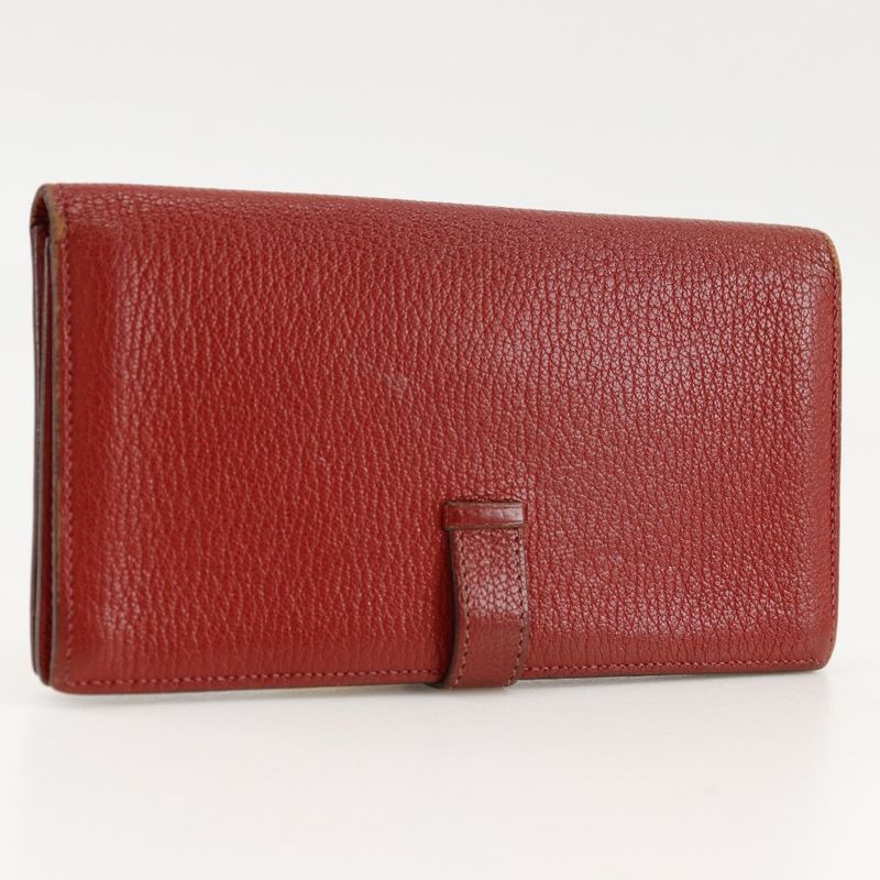 Hermes Bearn Souffle Red □K Ladies Bifold Wallet