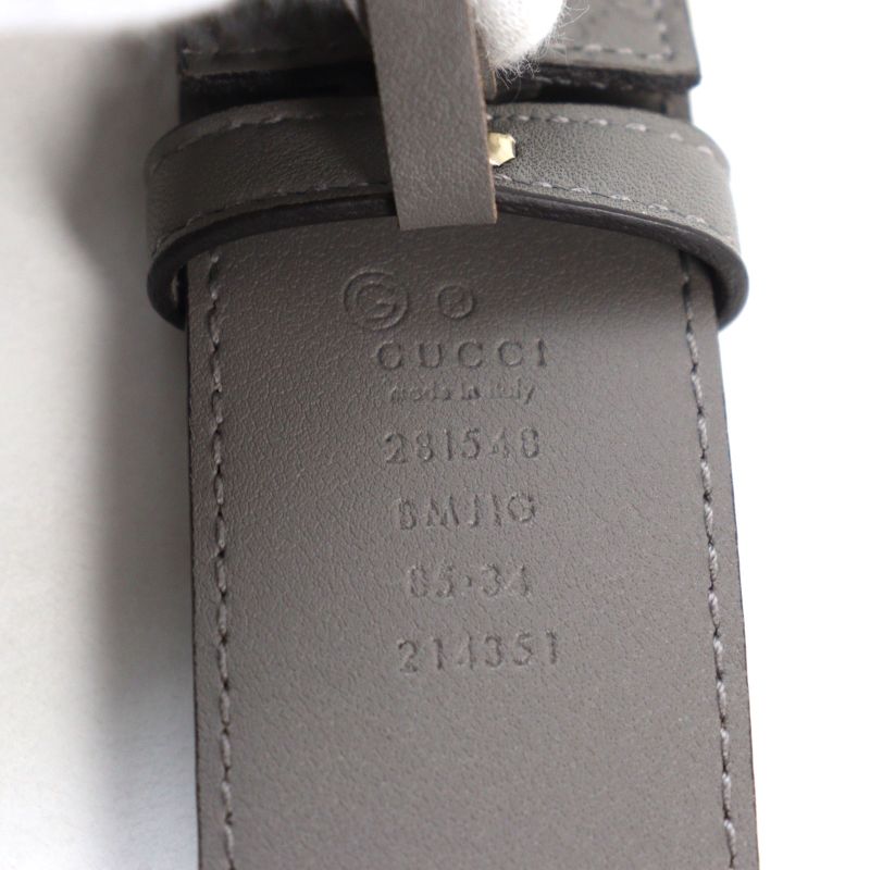Gucci 281548 Leather Micro Guccissima Logo Engraved Belt Gray Gold Hardware