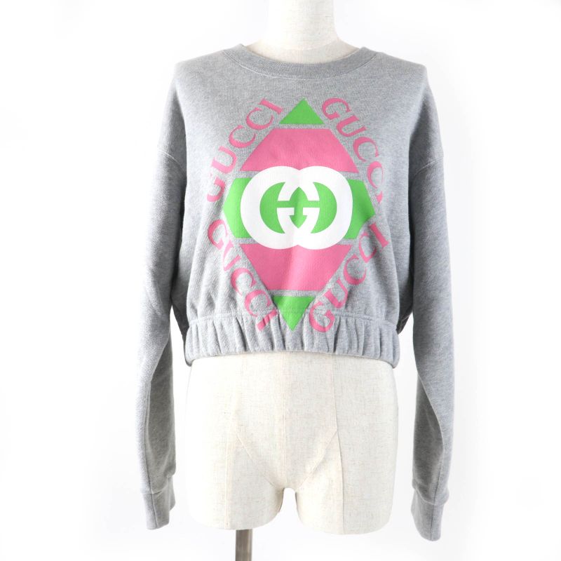 Gucci 23SS 717404 100% Cotton Interlocking G Print Long Sleeve Sweatshirt Grey