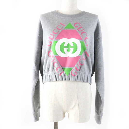 Gucci 23SS 717404 100% Cotton Interlocking G Print Long Sleeve Sweatshirt Grey