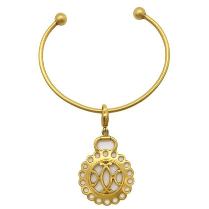 Hermes Bangle Circle Cutout GP Yellow Gold Charm Bracelet Metal Round [case