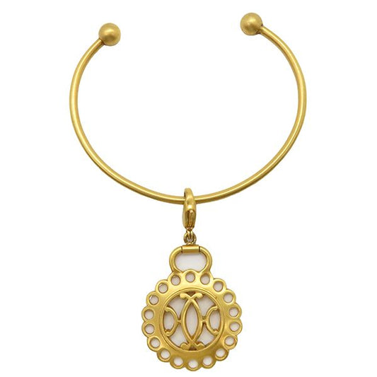 Hermes Bangle Circle Cutout GP Yellow Gold Charm Bracelet Metal Round [case