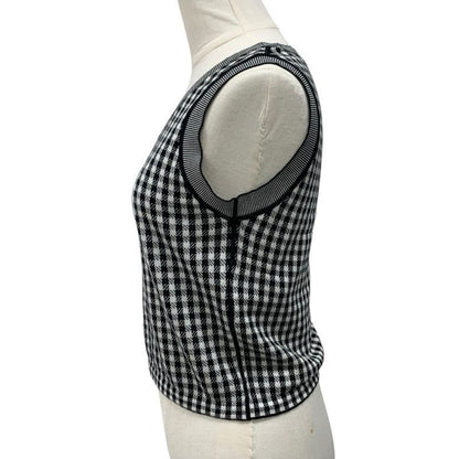 Christian Dior Top Black White Logo Check Knit Sleeveless