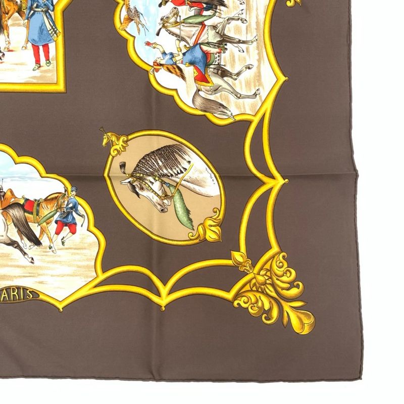 Grade Hermes Carre 90 LES Chevaux DES Moghols Mughal Dynasty Horse Scarf 100%
