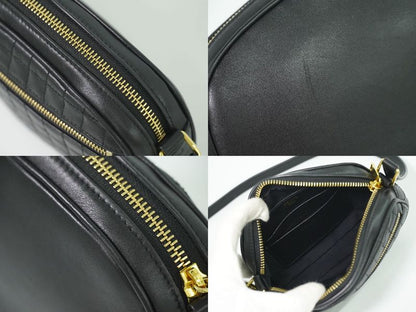 Authentic Celine Ccharm Shoulder Bag Pochette Leather Black Bag Pre-owned