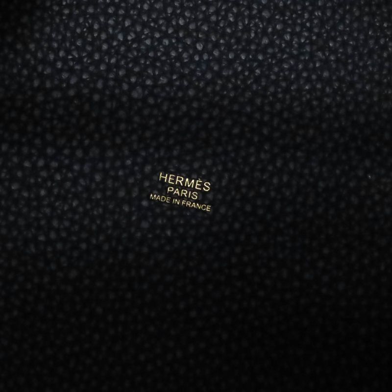 Hermes Picotin Lock MM Black Taurillon Clemence Gold Hardware Handbag Engraved