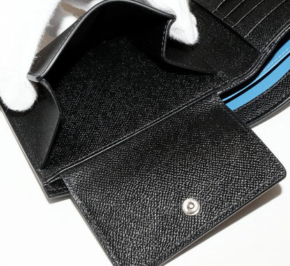 Bulgari Man Compact Wallet With Coin Purse Calf Leather Black 294730