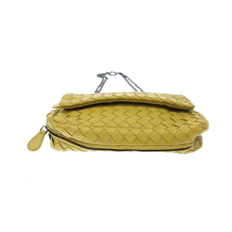 Bottega Veneta Intrecciato Chain Shoulder Bag in Yellow