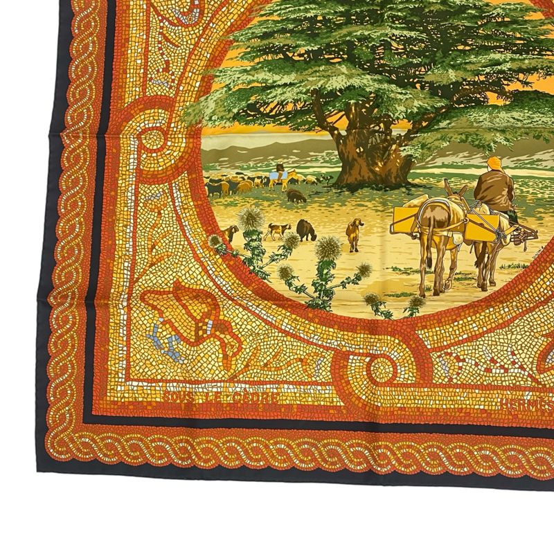 Hermes Carre 90 Under The Himalayan Cedars SOUS LE Cedre Silk Scarf Multicolor