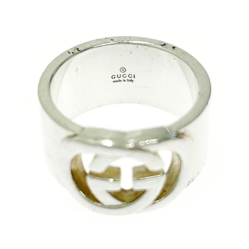 Gucci Silver Interlocking G Wide Ring 10.0g 925 Engraved 365503 Ring