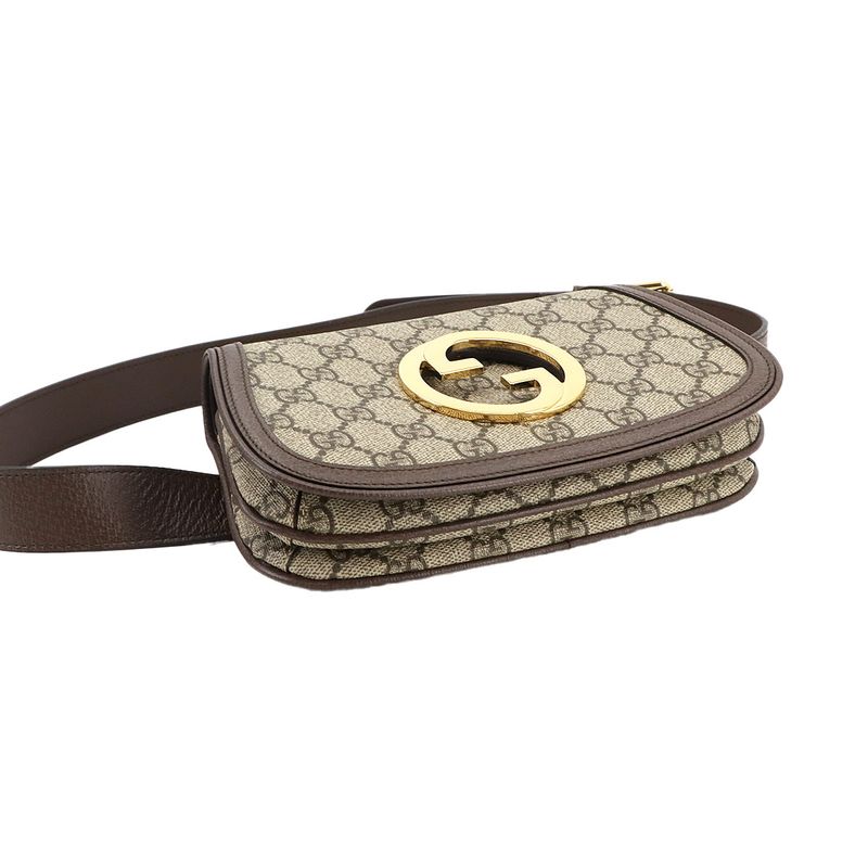 Exhibit Gucci Blondi GG Supreme Belt Bag Waist Pouch Leather Beige Brown 703807
