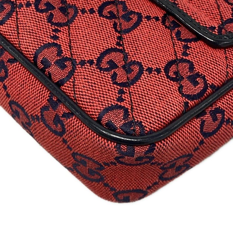 Gucci GG Marmont 661332 Red And Dark Navy Chain Shoulder Mini Bag Limited