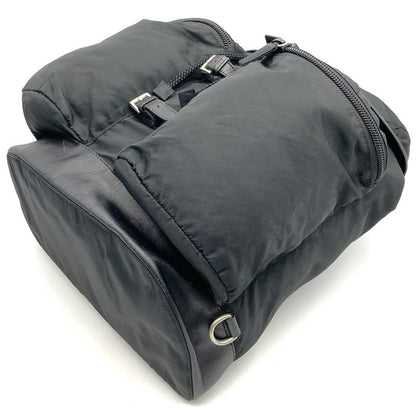 Sale/prada Nylon/bottom Leather Backpack/daypack Black Triangle Logo Triangle