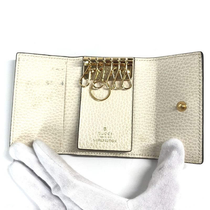 Gucci Key Case GG 456118 Pvc/leather Beige