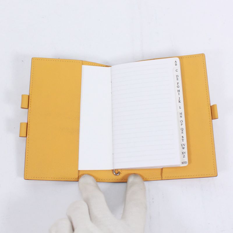 Hermes Agenda GM Leather Yellow Wallet (other) Silver