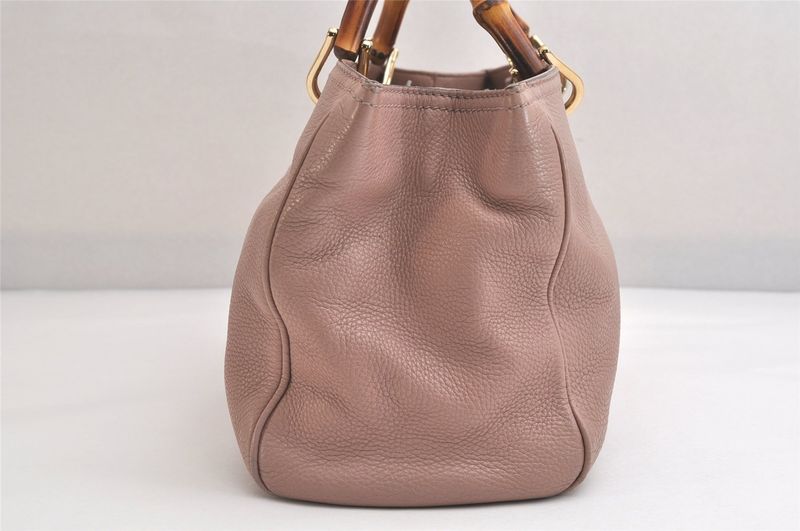 Gucci Bamboo Shopper Medium 2way Handbag Leather 323660 Pink 3631n