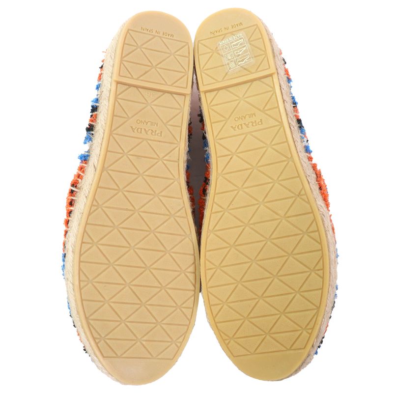 Prada 1s840m Terrycloth Triangle Logo Espadrilles Flat Shoes Slip-on Arancio 36