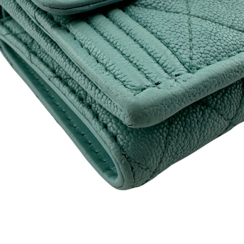 Chanel Boy Chanel Mint Trifold Wallet Branded Coin Purse Bill Blue Ladies