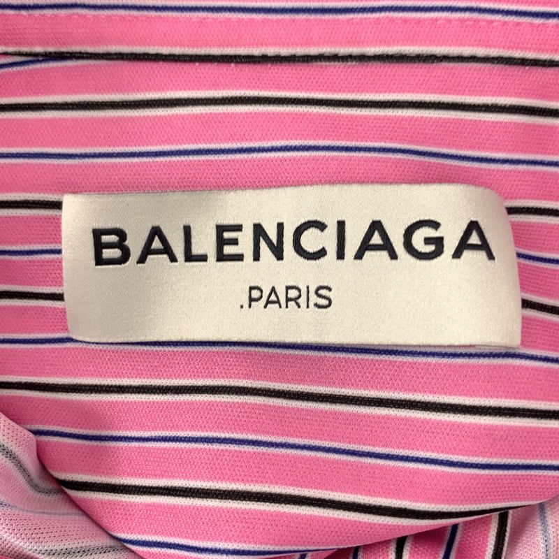 Balenciaga - Striped Over Silhouette Stretch Shirt - 36 - Pink - Mens