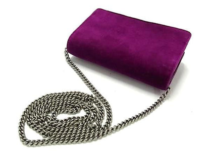 Gucci 476432 2134 Velour Chaihoulder Bag Crossbody Ladies Purple Bk6303