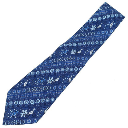 Hermes Necktie All Over Pattern 9cm (3.54in) Silk Blue