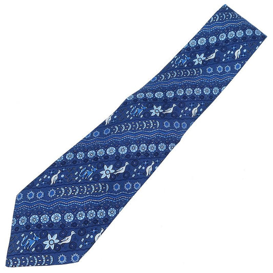 Hermes Necktie All Over Pattern 9cm (3.54in) Silk Blue