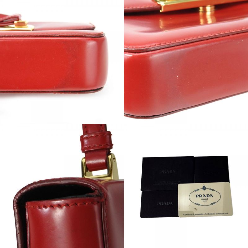 Prada Handbag Bn1670 Calf Rosso Red Gold Hardware Mini Bag Ribbon Ladies Women