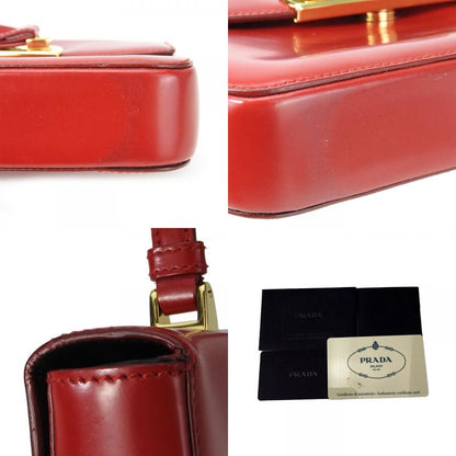 Prada Handbag Bn1670 Calf Rosso Red Gold Hardware Mini Bag Ribbon Ladies Women