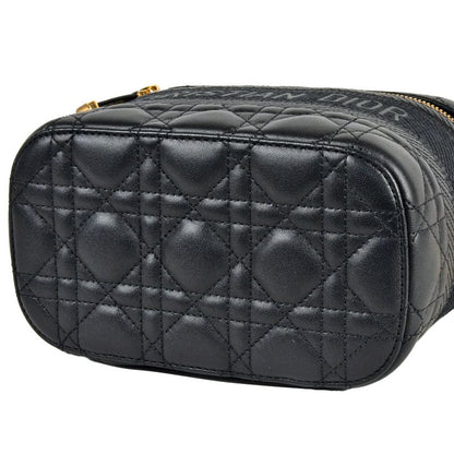 Dior Vanity Bag Shoulder Bag Leather Canvas Black
