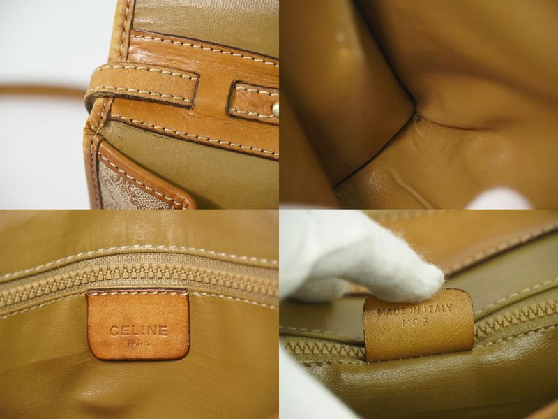 Authentic Celine Macadam Shoulder Bag Pochette PVC Beige Macadam Bag Pre-owned