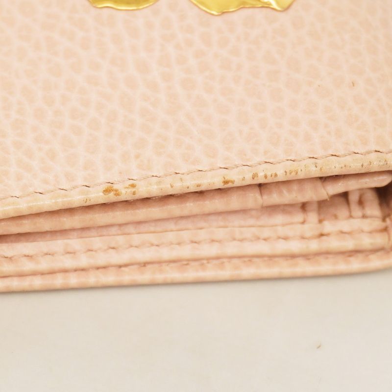Gucci Wallet GG Marmont Butterfly 499361 Leather Pink Beige Gold Hardware Women