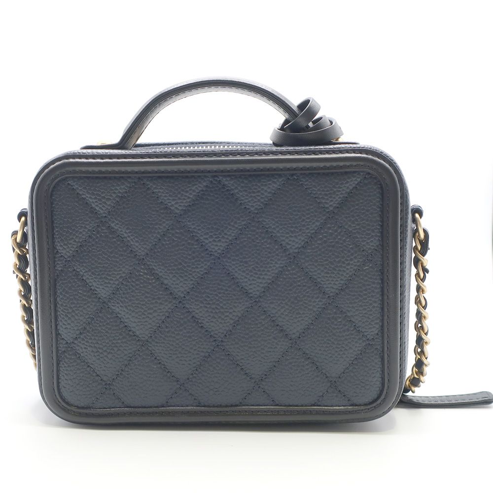 Chanel Chanel CC Filigree Vanity Chain Shoulder Bag Navy